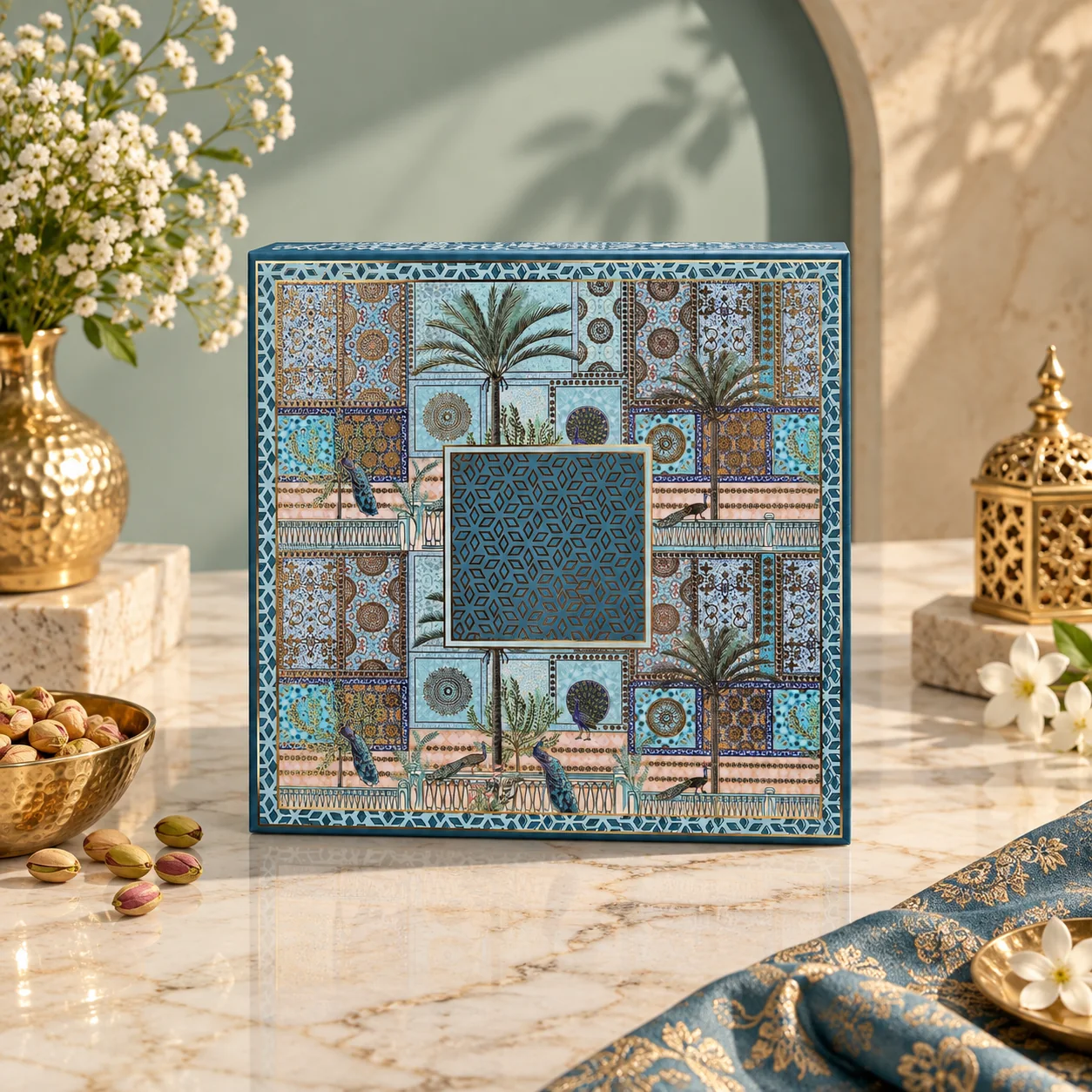 Palm & Peacock · 10 × 10 with Bag